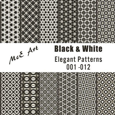 Elegant Black and White Patterns - Downloadable x 12