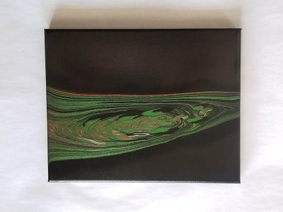 Black and Green Spiral Pour - 8"x 10"